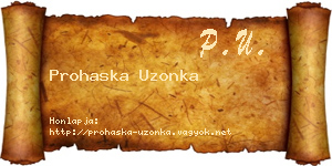 Prohaska Uzonka névjegykártya